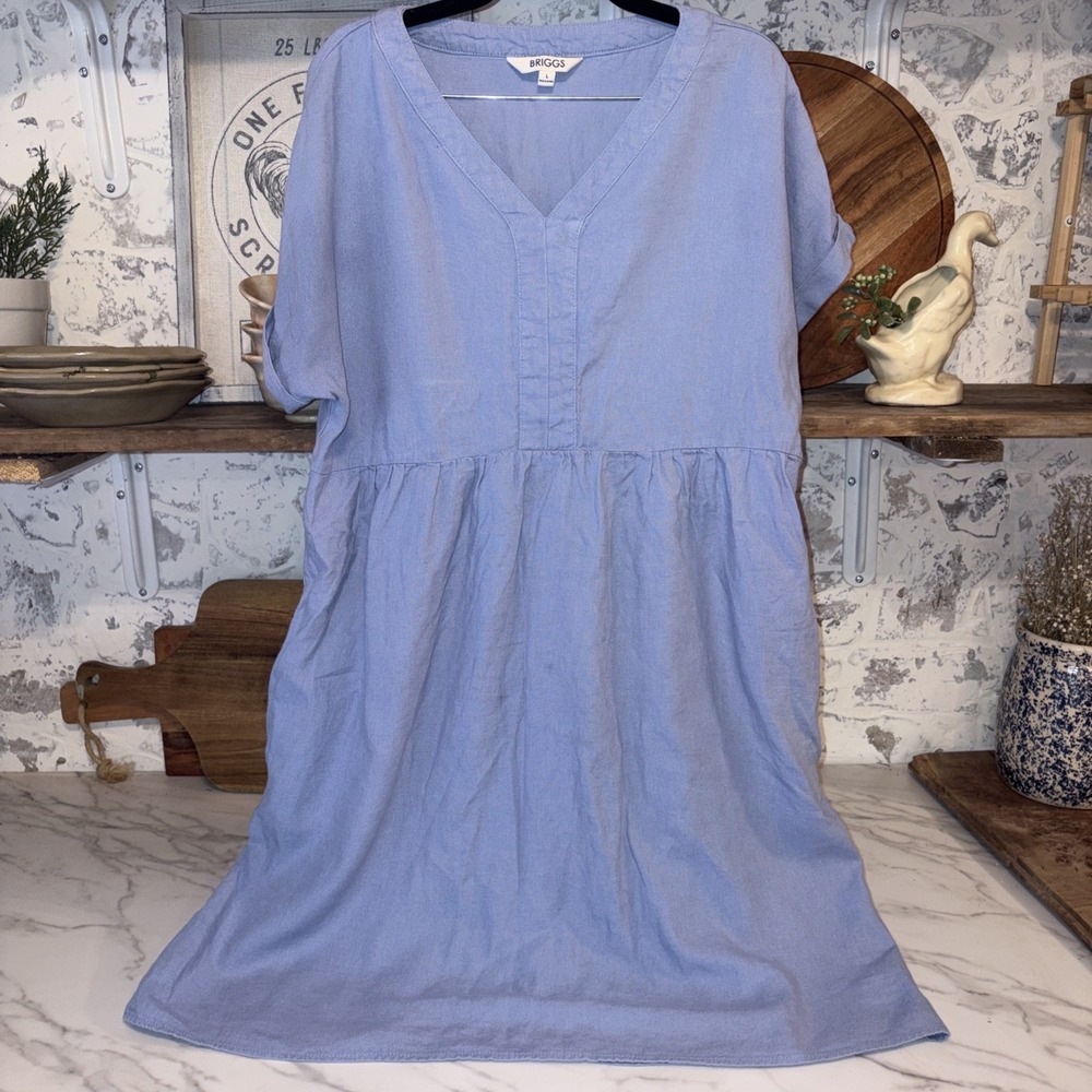 Linen Blend Cottagecore Housedress With Pockets Briggs Dress Women's Size L